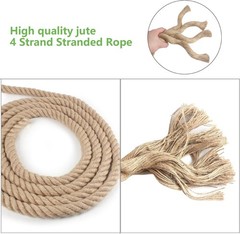 Twisted Manila Rope 1-1/2 in x 50 ft Natural Thick Hemp Rope for Railing Dock…