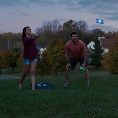EastPoint Light-Up Cornhole Board Set – 24 x 24″ x 18″, Bean Bag Toss Green