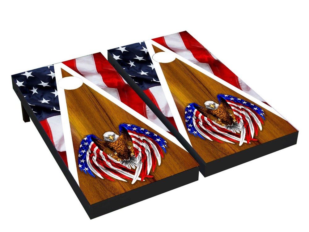 Bald eagle US Logo Cornhole Board Wrap LAMINATED Wraps Decals Vinyl skin #104