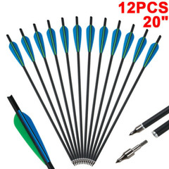 12Pcs 20″ Carbon Arrows 8.8mm Crossbow Bolts For Crossbow Hunting Archery Quiver