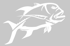Handmade Fishing Vinyl Decal – Ulua / Giant Trevally 5 x 3.5″, 9 Color Choices!