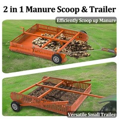 2 in 1 Horse Paddock Cleaner & Trailer, Tow-Behind Trailer Horse Manure Scoop…
