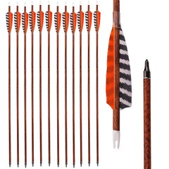 6/12pcs 30″ Carbon Turkey Arrows Wooden Shaft Arrow Screw Point Archery Outdoor