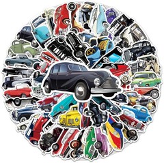 51 PCS Vintage Classic Car Stickers Pack for Kids Teens Adults Classic Cars Wate
