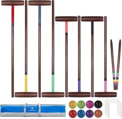 Deluxe 8 Players Croquet Set with 32In Regulation | 28In Standard Size Rubber