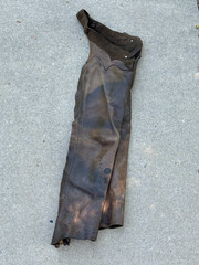 Vintage Adult Brown Leather Chaps Talon Zipper Western Wear Cowboy Weathered