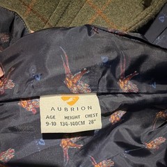 Aubrion Green Wool Plaid Button Jacket, Lined w/ Pockets, Children Size 9-10