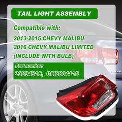 Tail Light Compatible with 2013 2014 2015 Chevy Malibu LT LS Eco 2016 Limited Re