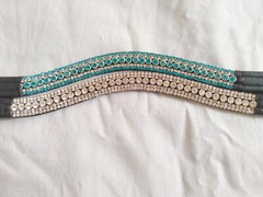 Leather 3 Row Crystal Browband for Horse With Free Shipping.