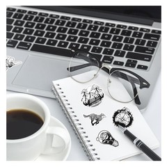 200 Pcs Black and White Gothic Stickers Waterproof Decals for Water Bottles