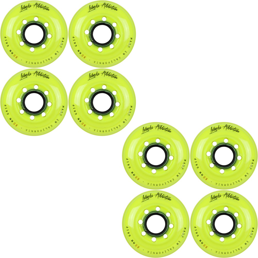 Labeda Inline Roller Hockey Skate Wheels Addiction Yellow 80mm SET OF 8