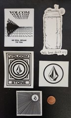 VOLCOM Surf Snowboard BMX Skateboard 5 Sticker Set Flawless NEW old stock #62