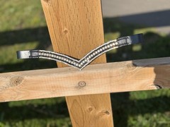 Elegant 5-Row Black And Sliver Crystal V-Shape Browband