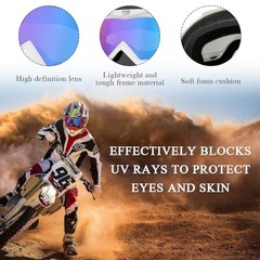 Yourkar Dirt Bike Goggles, Windproof ATV Off-Road Goggle, Wide White-colorful