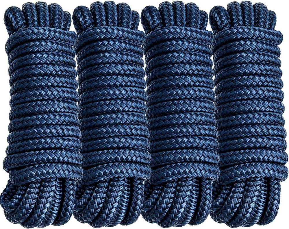 4 Pack 3/8″ x 15’ Boat Dock Lines for Boat & Pontoon, Premium Marine- Grade D…