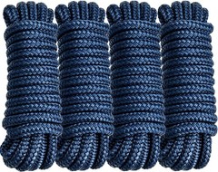 4 Pack 3/8″ x 15’ Boat Dock Lines for Boat & Pontoon, Premium Marine- Grade D…