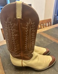 Tony Lama 6214 Western Boots Mens 11D Cowboy Brown Lizard Snip Toe Vamp USA Made