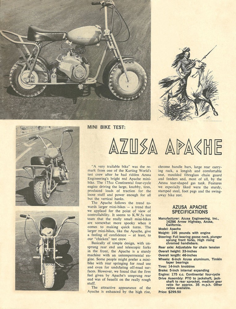 Vintage 1964 Azusa Apache Mini-Bike Test Report