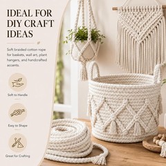 Natural Soft Utility Rope – Braided White Cotton, 100ft x 3/8 Inch for Home Use