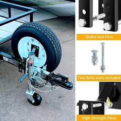 70214 Powder Coat Black Trailer Spare Tire Carrier For 10 inch and 12 inch Utili