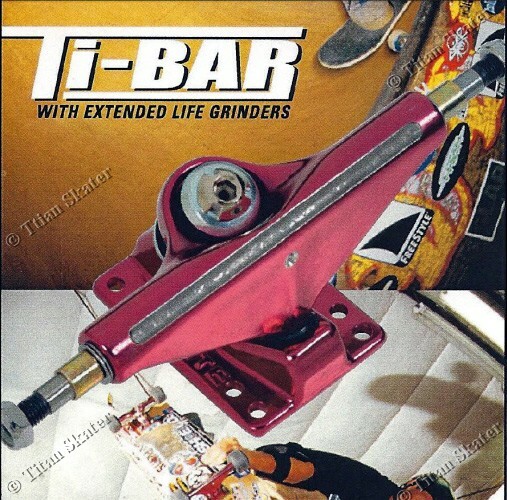 TITAN TI-BAR 5.0 Skateboard Trucks with GRIND BAR INSERTS (1 Pair) NOS CLEARANCE