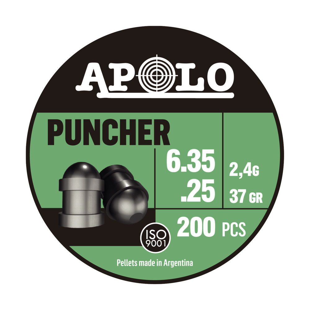APOLO PUNCHER 200 Count DOMED SLUG Cylindrical 6.35mm .25 Caliber Air Pellets B