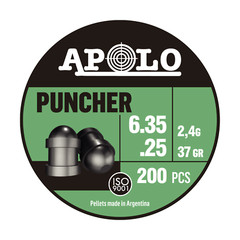 APOLO PUNCHER 200 Count DOMED SLUG Cylindrical 6.35mm .25 Caliber Air Pellets B