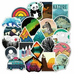 50Pcs Camping Landscape Stickers Pack Vinyl Laptop Skateboard Luggage Decals Lot