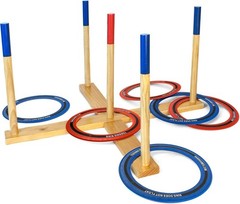 Giant Ring Toss Game with Wood Target & Soft-Touch Rings for Backyard Fun
