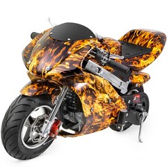 XtremepowerUS Kids Mini Ride On Motorcycle Gas Pocket Bike 4 Stroke 40CC Yellow