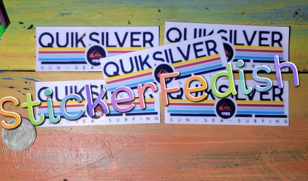 Quicksilver Stickers 5 Pack Laminated Die-cut Surf Skate