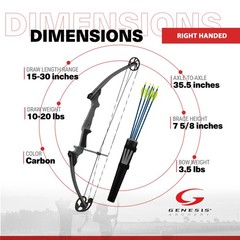 Genesis Original Lightweight Archery Compound Bow/Arrow Set, Right Handed,Carbon