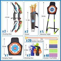 2-Pack Bow and Arrow Set for Kids LED Light Up Archery Toy Gifts Indoor Outdoor