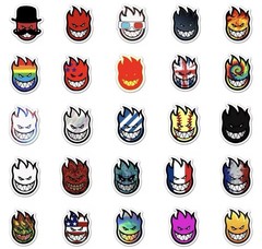 Spit Logo Fire Brand Style Stickers 50pk Mixed Flaming Fire Heads FREE SHIPPING