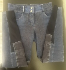 Romph Full Seat Breeches Equestrian Riding Pants Blue/Blk Animal Print Size 24R