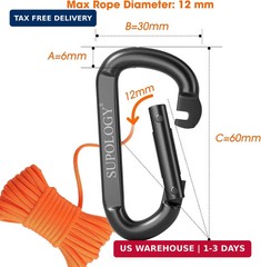 Carabiner Clips, 900 LBS 2.5″ Iron Heavy Duty Caribeaners for Hammocks, Camping
