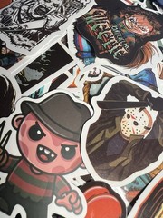 25 Piece Mix Lot 2” Horror Movie Stickers Decals, Water Bottle, Halloween Random