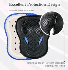 6 in 1 Kids/4-12 Years Protective Gear Set, 2Knee Pads 2Elbow Pads 2Wrist Pads