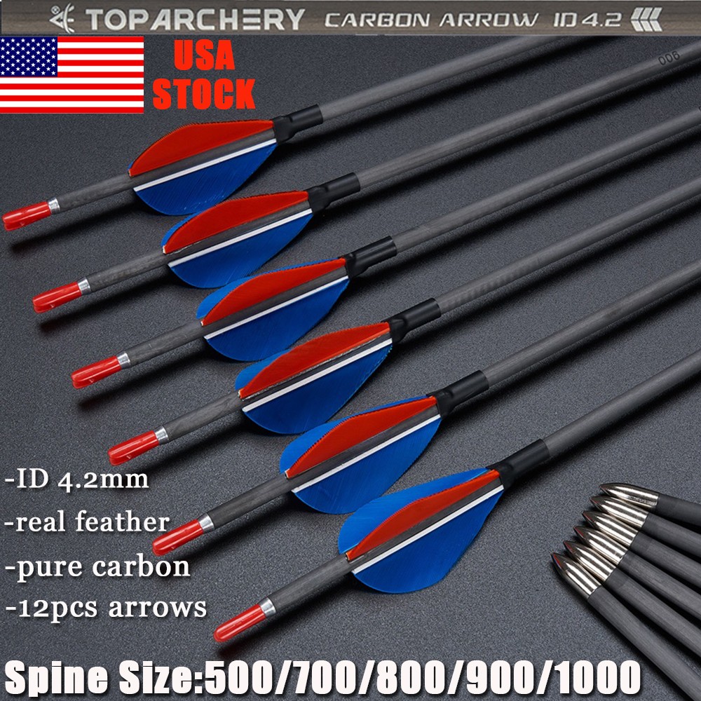 31″ Pure Carbon Arrows SP500-1000 ID4.2mm Archery Recurve Compound Bow Hunting