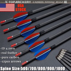 31″ Pure Carbon Arrows SP500-1000 ID4.2mm Archery Recurve Compound Bow Hunting