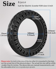 Felixstory 8.5×2.0 Inch Solid Tire, 50/75-6.1 8 1/2×2 8.5×2.0, black 1pc