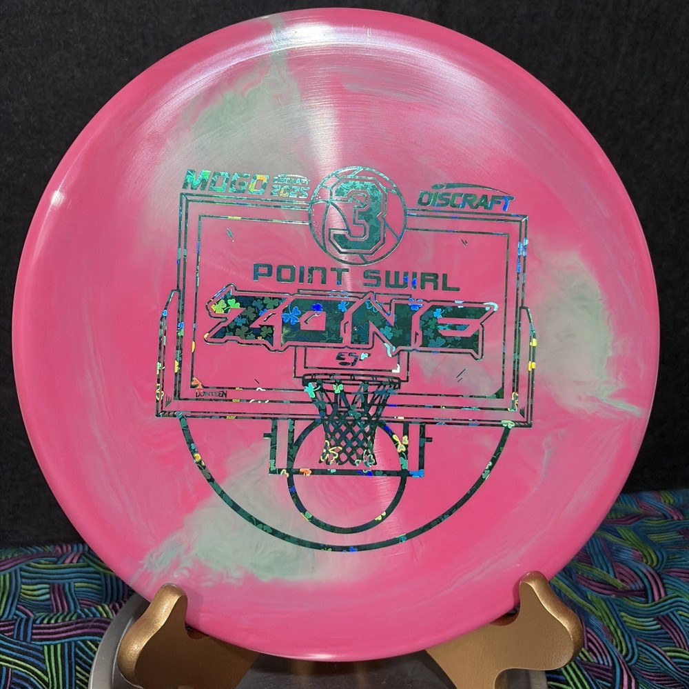 Discraft ESP Swirl Zone 3 Point Swirl Zone Basketball Stamp Pink Disc Golf