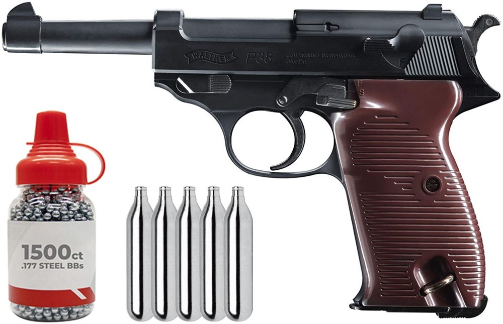 Umarex Walther P38 CO2 .177 Caliber Blowback Air Pistol 2252730 w/ BBs and CO2