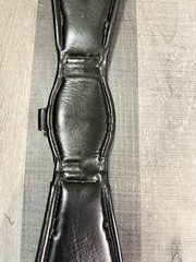 Dressage Girth Black Leather Elastic Double End Stainless Steel Roller Buckles