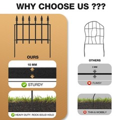 Decorative Garden Fence 10ft (L) x 19in (H) – 7 Panels Heavy Duty Garden Fenc…