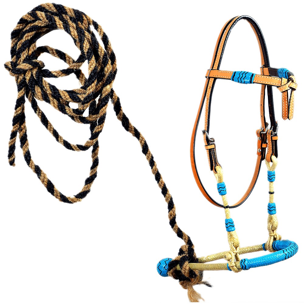 72BH HILASON Western Horse Headstall Tack Bridle American Leather Bitless Rein