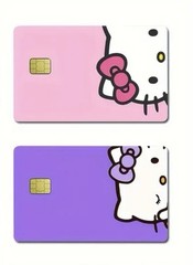 SANRIO HELLO KITTY PINK & PURPLE Credit Debit Bank Card Skin Cover SET LOT 2PCS