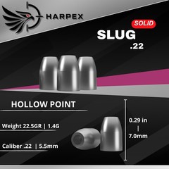 Harpex Slug Solid .22 Cal Airgun 22.5 grain – Precision Design – High Impact