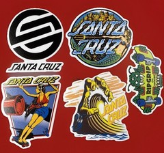 🔥Lot Of 5 Santa Cruz CA Skateboarding 3M Stickers Beach Wave Mermaid Hand Bones