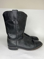 Justin black leather cowboy boots pointed toe J40594 Men Sz 8.5D Made In USA